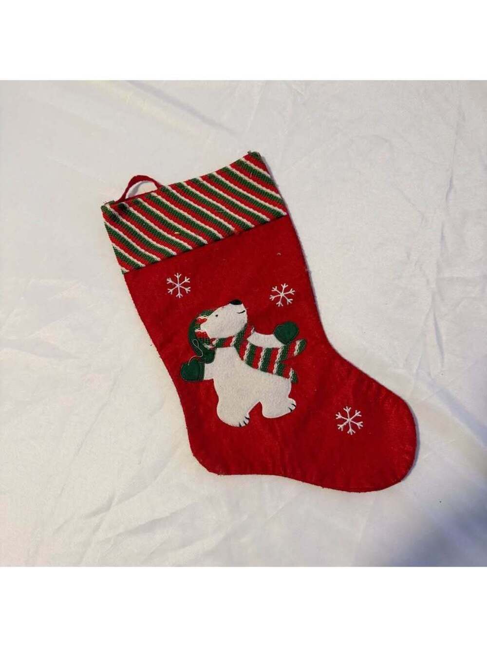 Red Felt Polar Bear Christmas Stocking